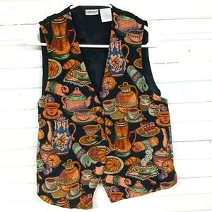 Cabin Creek Vintage Medium Petite Embroidered Tea Party Vest Cottage Core